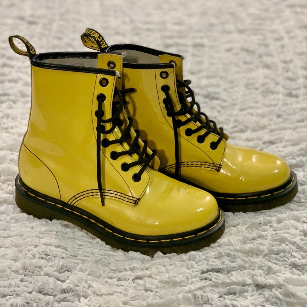 Dr. Martens 1460 Boots Yellow Leather combat 6